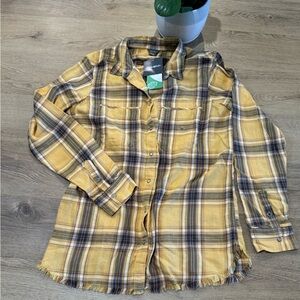 Eddie Bauer WT Fremont Flannel LS FRA Golddust Button snap down Tall Medium